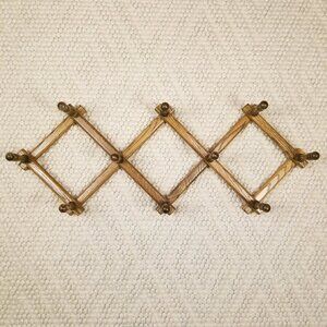 Vintage Accordion 10 Peg Wooden Coat Rack